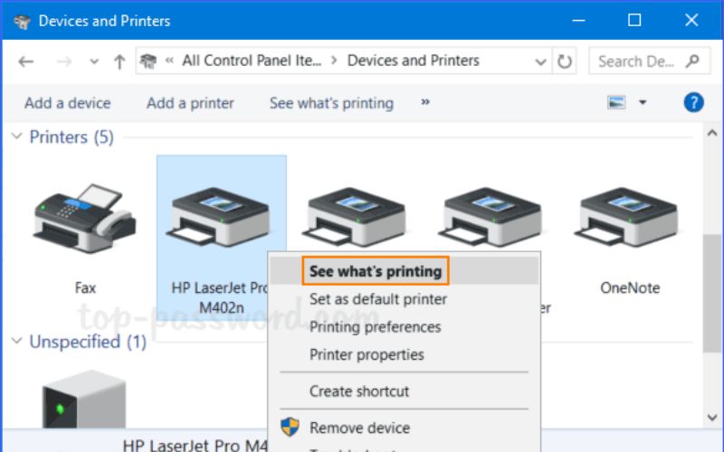 cách hủy lệnh in từ Devices and Printer